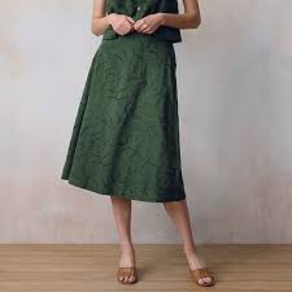 LC Lauren Conrad Forest Green A-Line Skirt